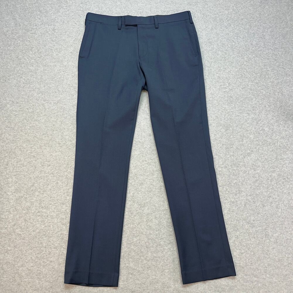 Louis Raphael Slim Fit Dress Pant Men's 34x32 Dark Blue Wool Blend WPL386 Work